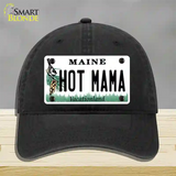 Hot Mama Maine Novelty License Plate Hat Unconstructed Cotton / Black