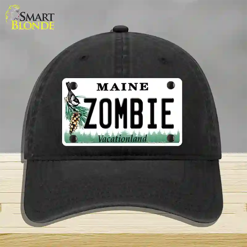 Zombie Maine Novelty License Plate Hat Unconstructed Cotton / Black