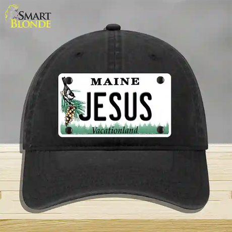 Jesus Maine Novelty License Plate Hat Unconstructed Cotton / Black