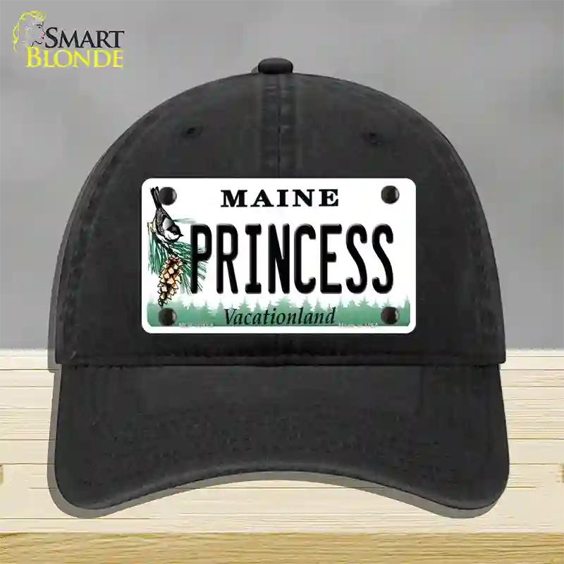 Princess Maine Novelty License Plate Hat Unconstructed Cotton / Black