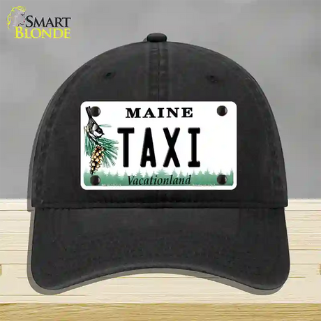 Taxi Maine Novelty License Plate Hat Unconstructed Cotton / Black