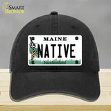 Native Maine Novelty License Plate Hat Unconstructed Cotton / Black