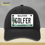 Golfer Maine Novelty License Plate Hat Unconstructed Cotton / Black