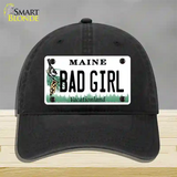 Bad Girl Maine Novelty License Plate Hat Unconstructed Cotton / Black