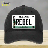 Rebel Maine Novelty License Plate Hat Unconstructed Cotton / Black