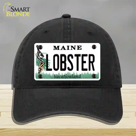 Lobster Maine Novelty License Plate Hat Unconstructed Cotton / Black