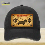 Basset Hound Novelty License Plate Hat Unconstructed Cotton / Black