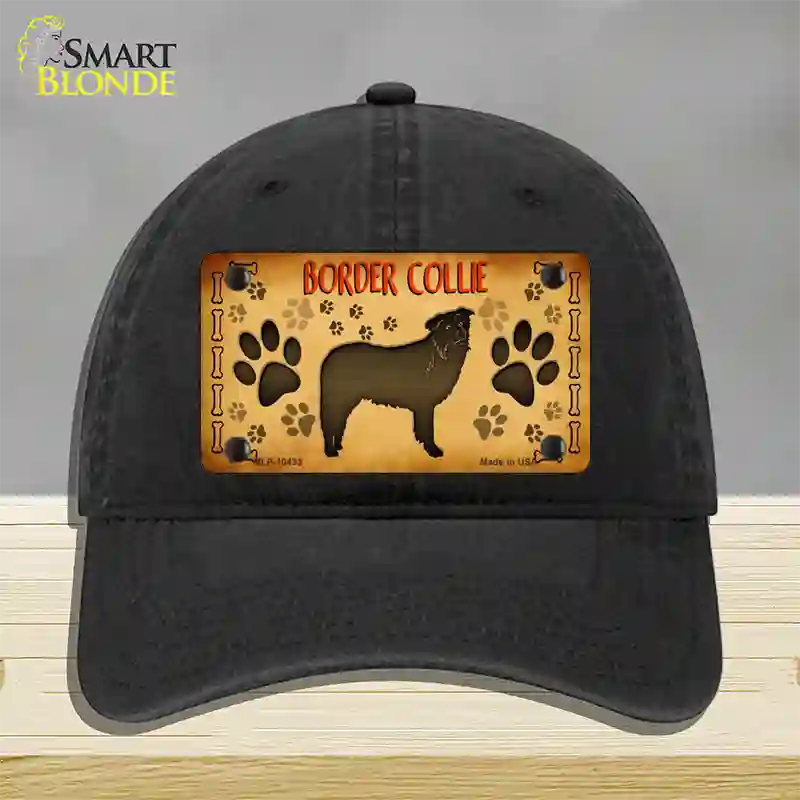 Border Collie Novelty License Plate Hat Unconstructed Cotton / Black