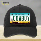 Cowboy Arizona Novelty License Plate Hat Unconstructed Cotton / Black