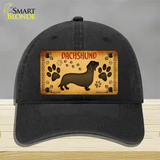 Dachshund Novelty License Plate Hat Unconstructed Cotton / Black