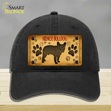 French Bulldog Novelty License Plate Hat Unconstructed Cotton / Black