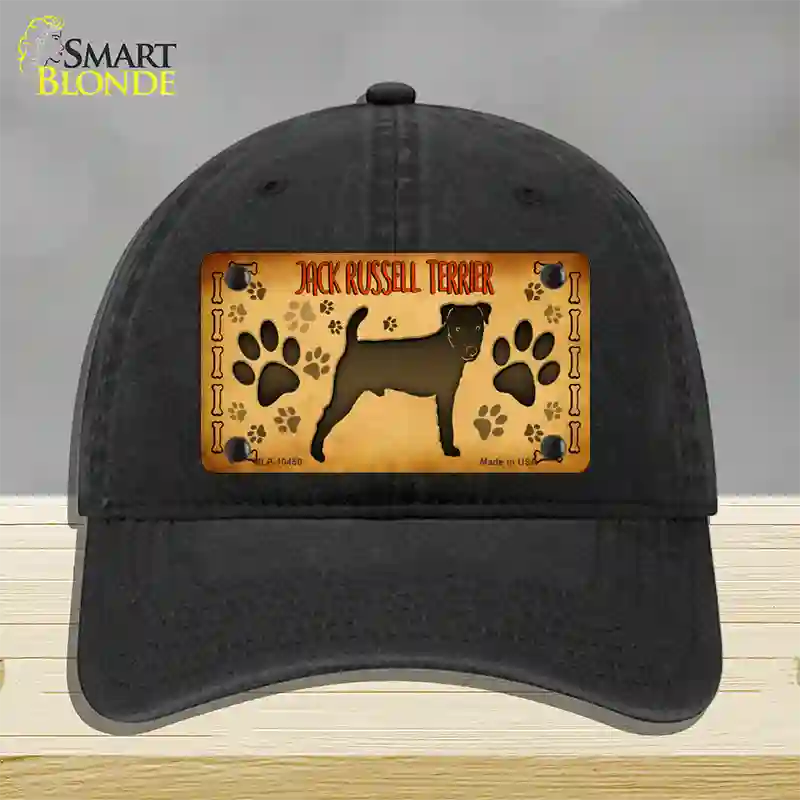 Jack Russell Terrier Novelty License Plate Hat Unconstructed Cotton / Black