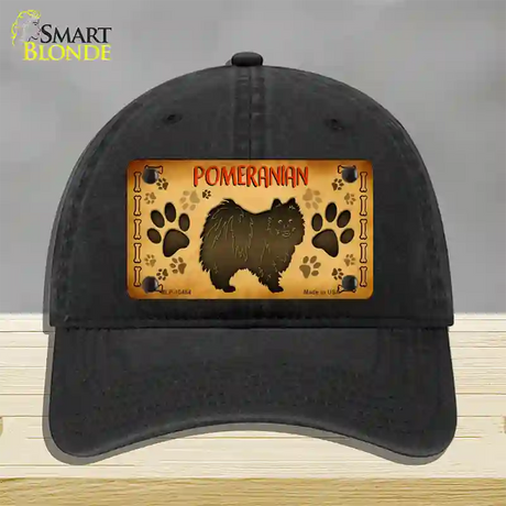 Pomeranian Novelty License Plate Hat Unconstructed Cotton / Black