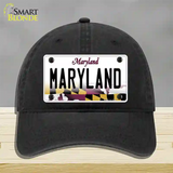 Maryland State MD Novelty License Plate Hat Unconstructed Cotton / Black