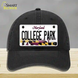 College Park Maryland Novelty License Plate Hat Unconstructed Cotton / Black