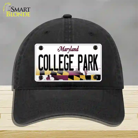 College Park Maryland Novelty License Plate Hat Unconstructed Cotton / Black