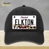 Elkton Maryland Novelty License Plate Hat Unconstructed Cotton / Black