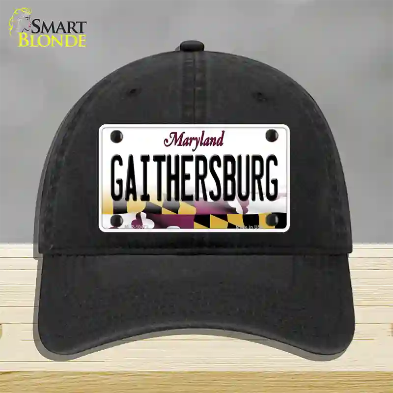 Gaithersburg Maryland Novelty License Plate Hat Unconstructed Cotton / Black