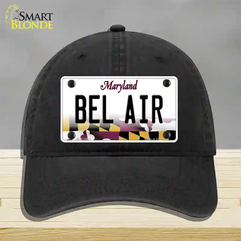 Bel Air Maryland Novelty License Plate Hat Unconstructed Cotton / Black