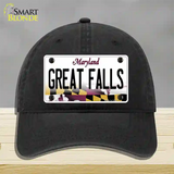 Great Falls Maryland Novelty License Plate Hat Unconstructed Cotton / Black