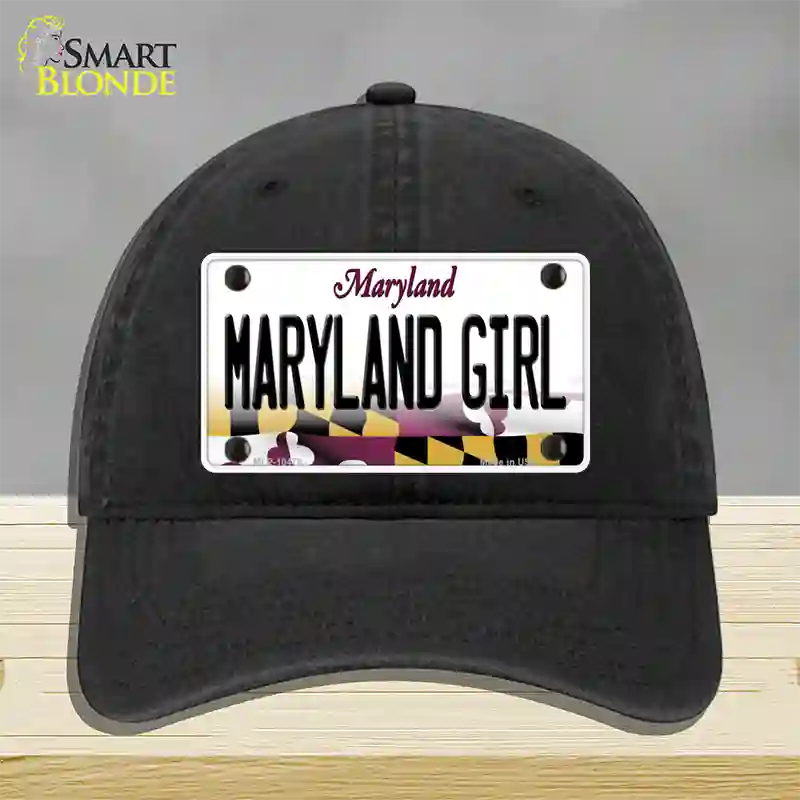 Maryland Girl Maryland Novelty License Plate Hat Unconstructed Cotton / Black