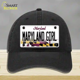 Maryland Girl Maryland Novelty License Plate Hat Unconstructed Cotton / Black