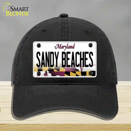 Sandy Beaches Maryland Novelty License Plate Hat Unconstructed Cotton / Black