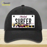 Surfer Maryland Novelty License Plate Hat Unconstructed Cotton / Black