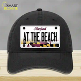 At The Beach Maryland Novelty License Plate Hat Unconstructed Cotton / Black