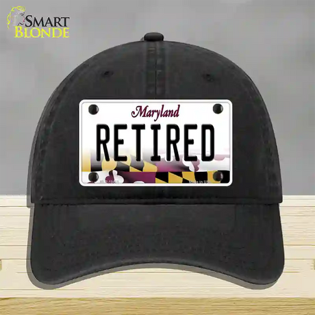 Retired Maryland Novelty License Plate Hat Unconstructed Cotton / Black