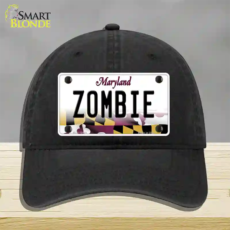 Zombie Maryland Novelty License Plate Hat Unconstructed Cotton / Black