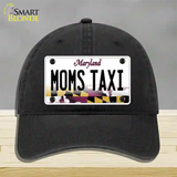 Moms Taxi Maryland Novelty License Plate Hat Unconstructed Cotton / Black