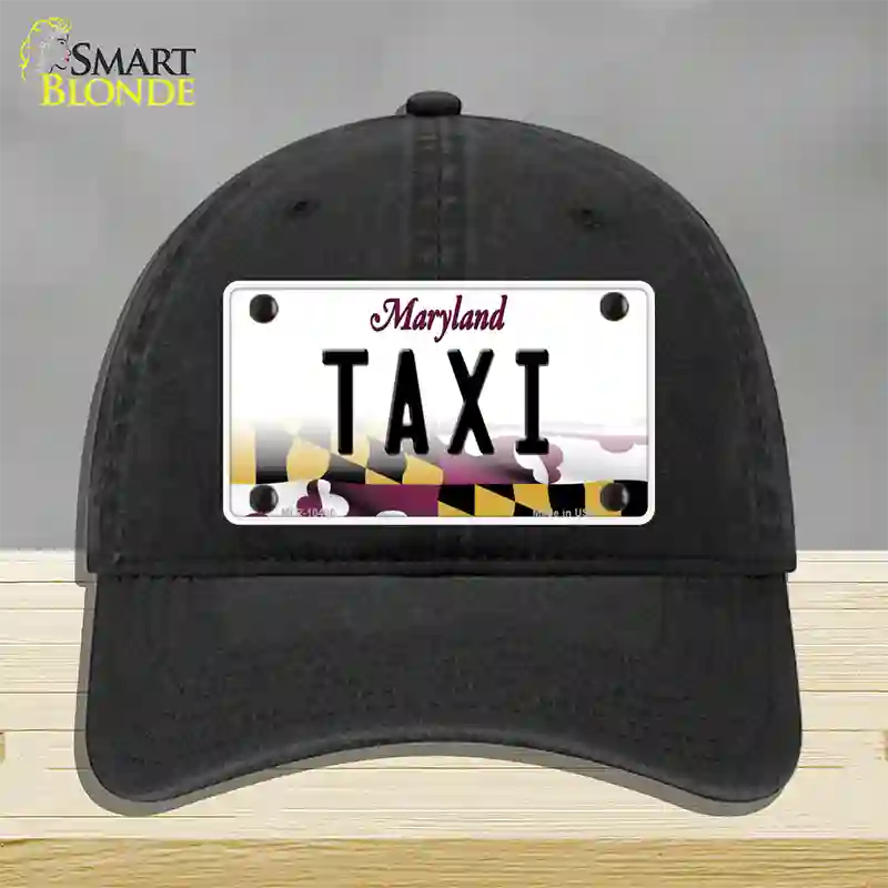 Taxi Maryland Novelty License Plate Hat Unconstructed Cotton / Black