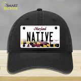 Native Maryland Novelty License Plate Hat Unconstructed Cotton / Black