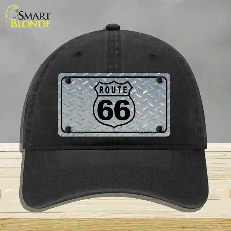 Route 66 Shield Diamond Novelty License Plate Hat Unconstructed Cotton / Black