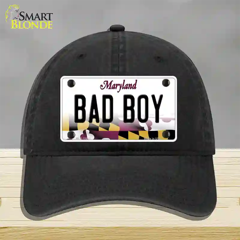 Bad Boy Maryland Novelty License Plate Hat Unconstructed Cotton / Black