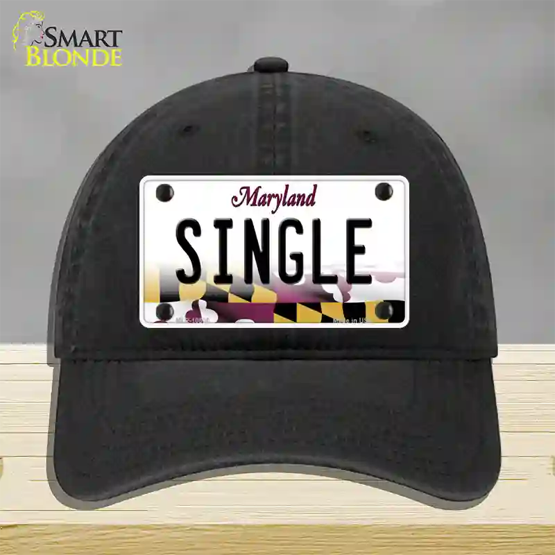 Single Maryland Novelty License Plate Hat Unconstructed Cotton / Black