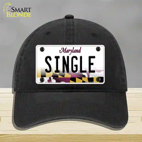 Single Maryland Novelty License Plate Hat Unconstructed Cotton / Black