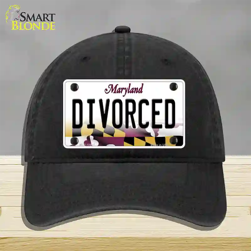 Divorced Maryland Novelty License Plate Hat Unconstructed Cotton / Black