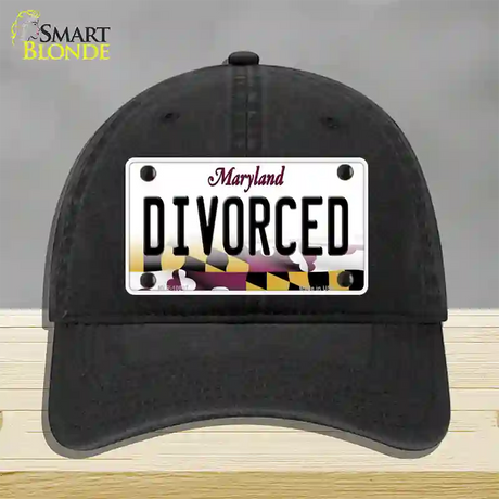 Divorced Maryland Novelty License Plate Hat Unconstructed Cotton / Black