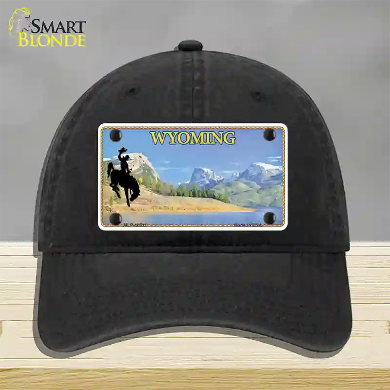 Wyoming Blank Novelty License Plate Hat Unconstructed Cotton / Black