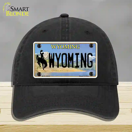 Wyoming Tag Novelty License Plate Hat Unconstructed Cotton / Black