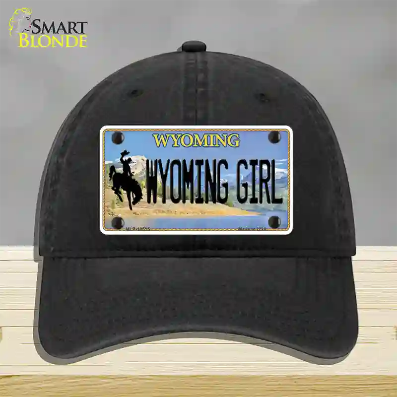 Wyoming Girl Novelty License Plate Hat Unconstructed Cotton / Black