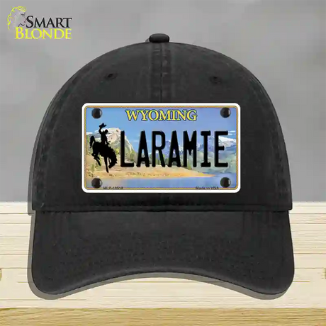 Laramie Wyoming Novelty License Plate Hat Unconstructed Cotton / Black