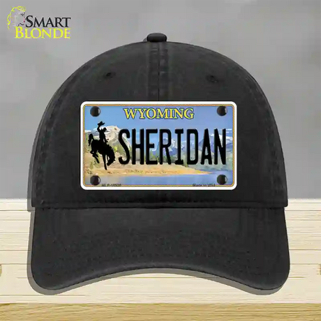 Sheridan Wyoming Novelty License Plate Hat Unconstructed Cotton / Black