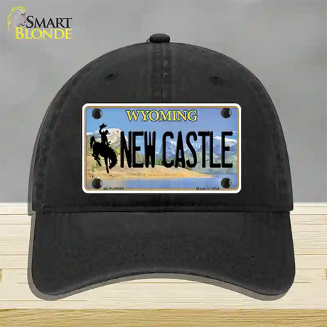 New Castle Wyoming Novelty License Plate Hat Unconstructed Cotton / Black