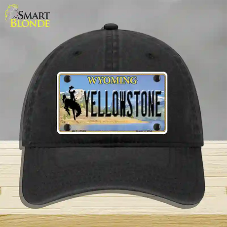 Yellowstone Wyoming Novelty License Plate Hat Unconstructed Cotton / Black