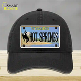 Hot Springs Wyoming Novelty License Plate Hat Unconstructed Cotton / Black