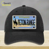 Teton Range Wyoming Novelty License Plate Hat Unconstructed Cotton / Black