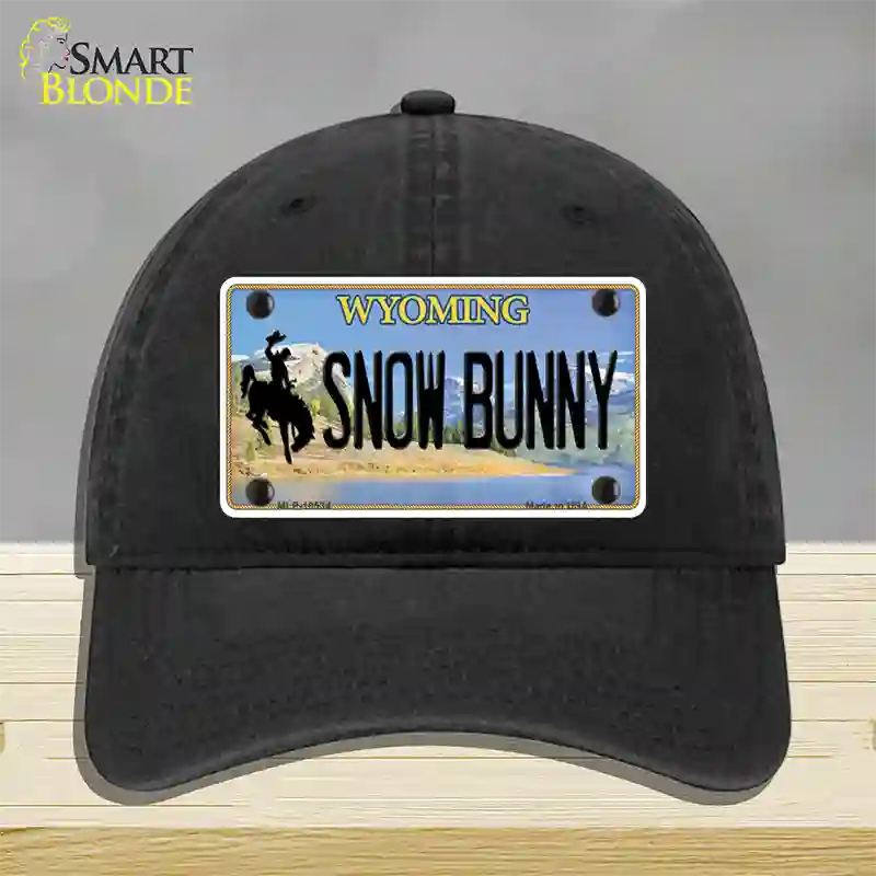 Snow Bunny Wyoming Novelty License Plate Hat Unconstructed Cotton / Black